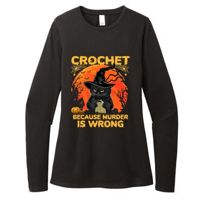 Halloween Crochet Because Murder Is Wrong For Halloween Cat Womens CVC Long Sleeve Shirt