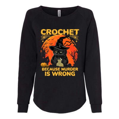 Halloween Crochet Because Murder Is Wrong For Halloween Cat Womens California Wash Sweatshirt