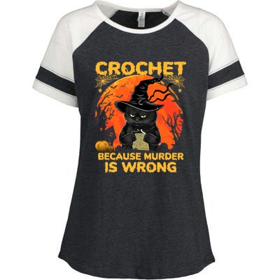 Halloween Crochet Because Murder Is Wrong For Halloween Cat Enza Ladies Jersey Colorblock Tee