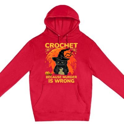 Halloween Crochet Because Murder Is Wrong For Halloween Cat Premium Pullover Hoodie