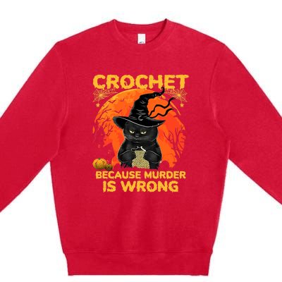 Halloween Crochet Because Murder Is Wrong For Halloween Cat Premium Crewneck Sweatshirt