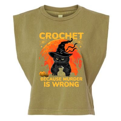 Halloween Crochet Because Murder Is Wrong For Halloween Cat Garment-Dyed Women's Muscle Tee