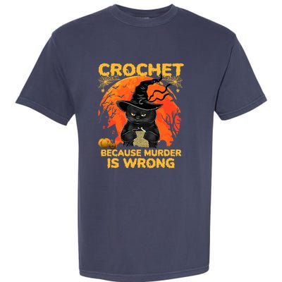 Halloween Crochet Because Murder Is Wrong For Halloween Cat Garment-Dyed Heavyweight T-Shirt