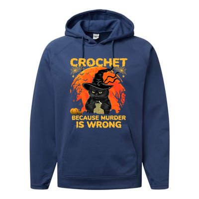 Halloween Crochet Because Murder Is Wrong For Halloween Cat Performance Fleece Hoodie