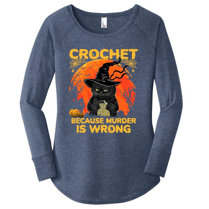 Halloween Crochet Because Murder Is Wrong For Halloween Cat Women's Perfect Tri Tunic Long Sleeve Shirt