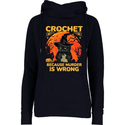 Halloween Crochet Because Murder Is Wrong For Halloween Cat Womens Funnel Neck Pullover Hood