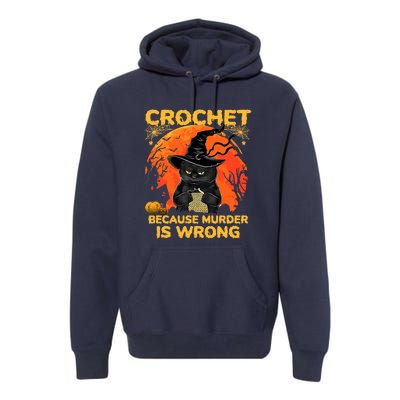 Halloween Crochet Because Murder Is Wrong For Halloween Cat Premium Hoodie