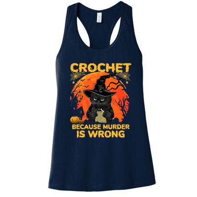 Halloween Crochet Because Murder Is Wrong For Halloween Cat Women's Racerback Tank