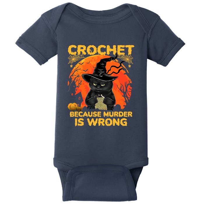 Halloween Crochet Because Murder Is Wrong For Halloween Cat Baby Bodysuit