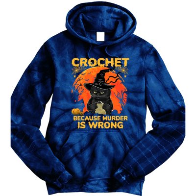 Halloween Crochet Because Murder Is Wrong For Halloween Cat Tie Dye Hoodie