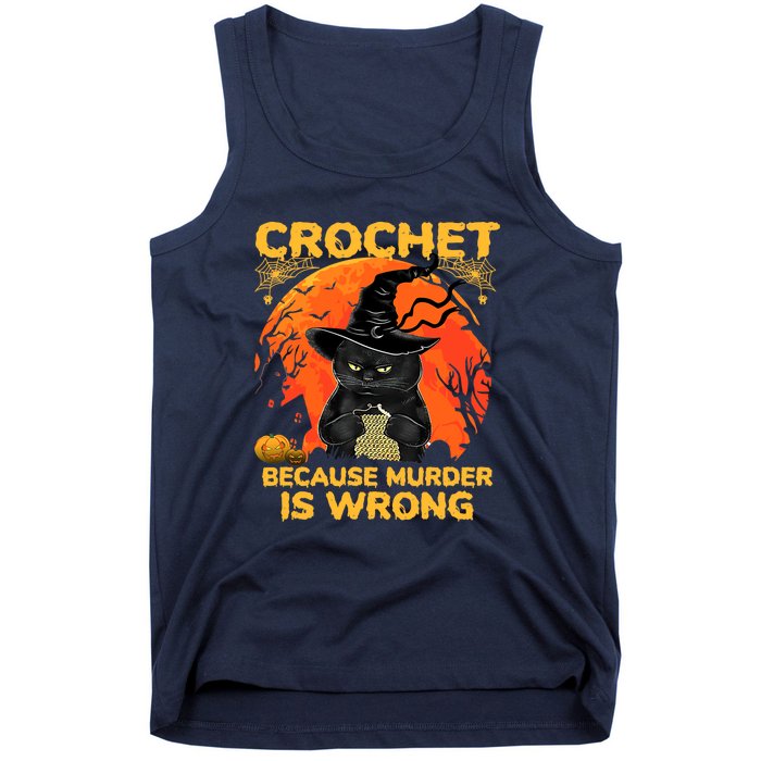 Halloween Crochet Because Murder Is Wrong For Halloween Cat Tank Top