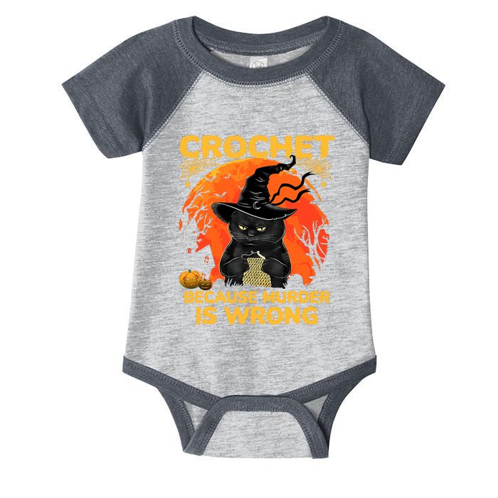 Halloween Crochet Because Murder Is Wrong For Halloween Cat Infant Baby Jersey Bodysuit