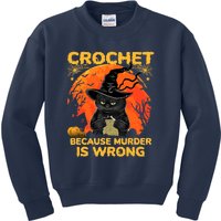 Halloween Crochet Because Murder Is Wrong For Halloween Cat Kids Sweatshirt