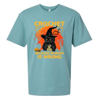 Halloween Crochet Because Murder Is Wrong For Halloween Cat Sueded Cloud Jersey T-Shirt