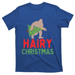 Hairy Christmas Big Foot Sasquatch Holding Tree Gift T-Shirt