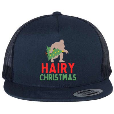 Hairy Christmas Big Foot Sasquatch Holding Tree Gift Flat Bill Trucker Hat