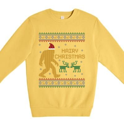 Hairy Christmas Bigfoot Santa Claus Ugly Christmas Sweater Gift Premium Crewneck Sweatshirt