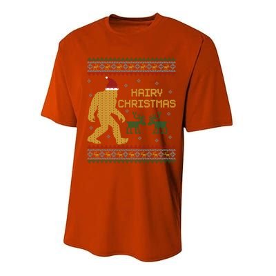 Hairy Christmas Bigfoot Santa Claus Ugly Christmas Sweater Gift Performance Sprint T-Shirt