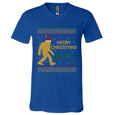 Hairy Christmas Bigfoot Santa Claus Ugly Christmas Sweater Gift V-Neck T-Shirt