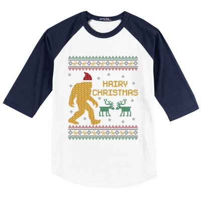 Hairy Christmas Bigfoot Santa Claus Ugly Christmas Sweater Gift Baseball Sleeve Shirt