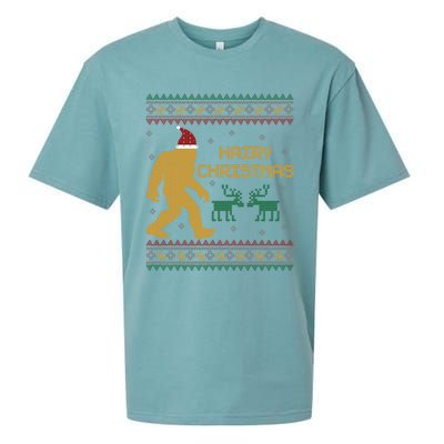 Hairy Christmas Bigfoot Santa Claus Ugly Christmas Sweater Gift Sueded Cloud Jersey T-Shirt