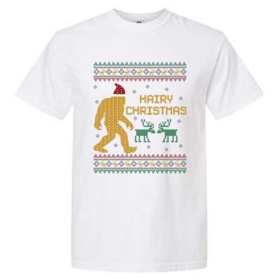 Hairy Christmas Bigfoot Santa Claus Ugly Christmas Sweater Gift Garment-Dyed Heavyweight T-Shirt