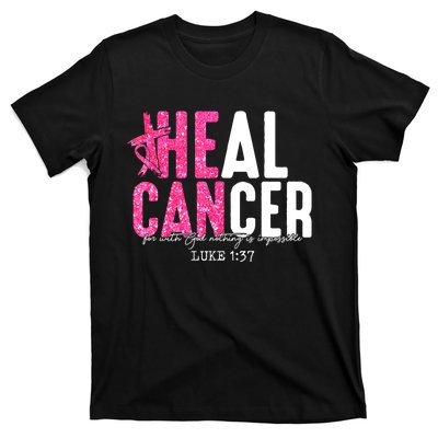 Heal Cancer Believe God Christian Breast Cancer Awareness T-Shirt