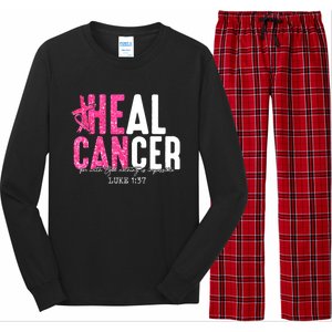 Heal Cancer Believe God Christian Breast Cancer Awareness Long Sleeve Pajama Set