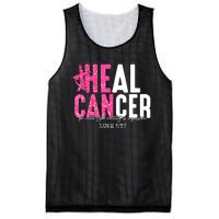 Heal Cancer Believe God Christian Breast Cancer Awareness Mesh Reversible Basketball Jersey Tank