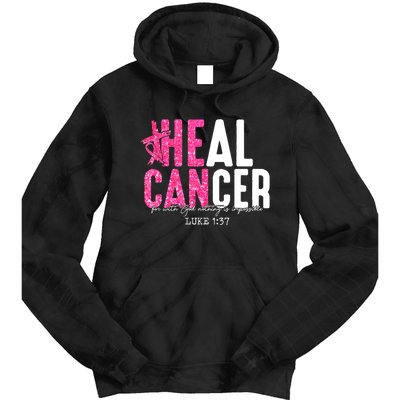 Heal Cancer Believe God Christian Breast Cancer Awareness Tie Dye Hoodie