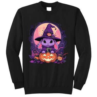 Halloween Cute Bunny Rabbit Witch Hat Jack O Lantern Graphic Sweatshirt