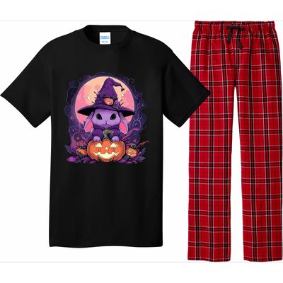 Halloween Cute Bunny Rabbit Witch Hat Jack O Lantern Graphic Pajama Set