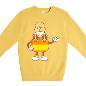 Halloween Candy Corn Squad Team Retro Groovy Candy Corn Premium Crewneck Sweatshirt