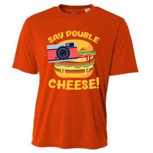 Hamburger Cheeseburger Camera Say Double Cheese Gift Cooling Performance Crew T-Shirt