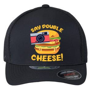 Hamburger Cheeseburger Camera Say Double Cheese Gift Flexfit Unipanel Trucker Cap