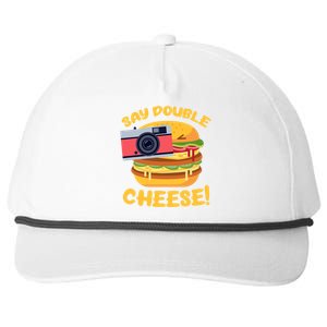 Hamburger Cheeseburger Camera Say Double Cheese Gift Snapback Five-Panel Rope Hat