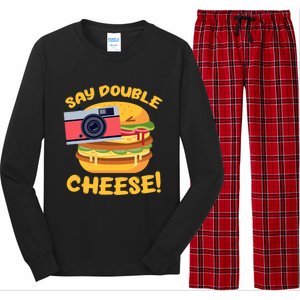 Hamburger Cheeseburger Camera Say Double Cheese Gift Long Sleeve Pajama Set