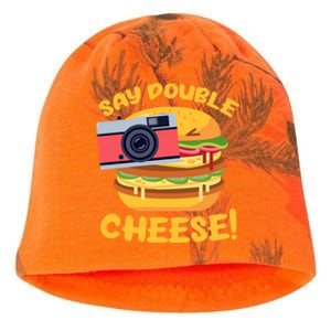 Hamburger Cheeseburger Camera Say Double Cheese Gift Kati - Camo Knit Beanie