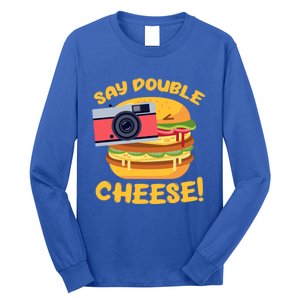 Hamburger Cheeseburger Camera Say Double Cheese Gift Long Sleeve Shirt