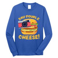 Hamburger Cheeseburger Camera Say Double Cheese Gift Long Sleeve Shirt