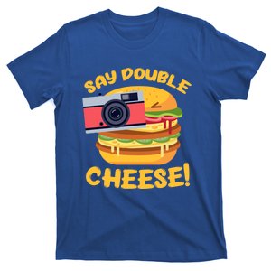 Hamburger Cheeseburger Camera Say Double Cheese Gift T-Shirt