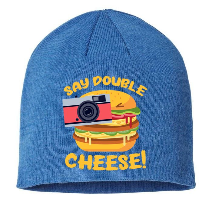 Hamburger Cheeseburger Camera Say Double Cheese Gift Sustainable Beanie