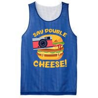 Hamburger Cheeseburger Camera Say Double Cheese Gift Mesh Reversible Basketball Jersey Tank