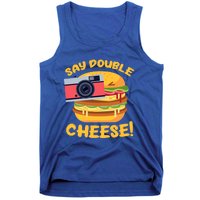 Hamburger Cheeseburger Camera Say Double Cheese Gift Tank Top