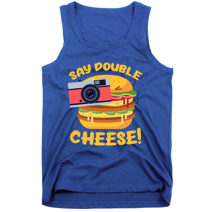 Hamburger Cheeseburger Camera Say Double Cheese Gift Tank Top