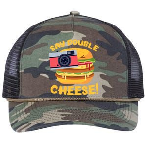 Hamburger Cheeseburger Camera Say Double Cheese Gift Retro Rope Trucker Hat Cap