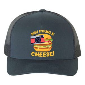 Hamburger Cheeseburger Camera Say Double Cheese Gift Yupoong Adult 5-Panel Trucker Hat