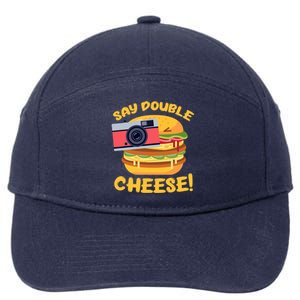 Hamburger Cheeseburger Camera Say Double Cheese Gift 7-Panel Snapback Hat