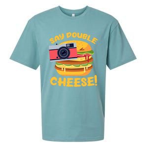 Hamburger Cheeseburger Camera Say Double Cheese Gift Sueded Cloud Jersey T-Shirt