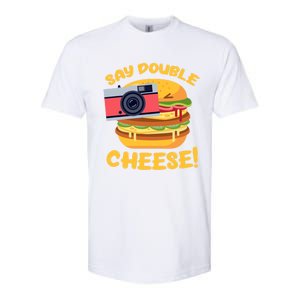 Hamburger Cheeseburger Camera Say Double Cheese Gift Softstyle CVC T-Shirt